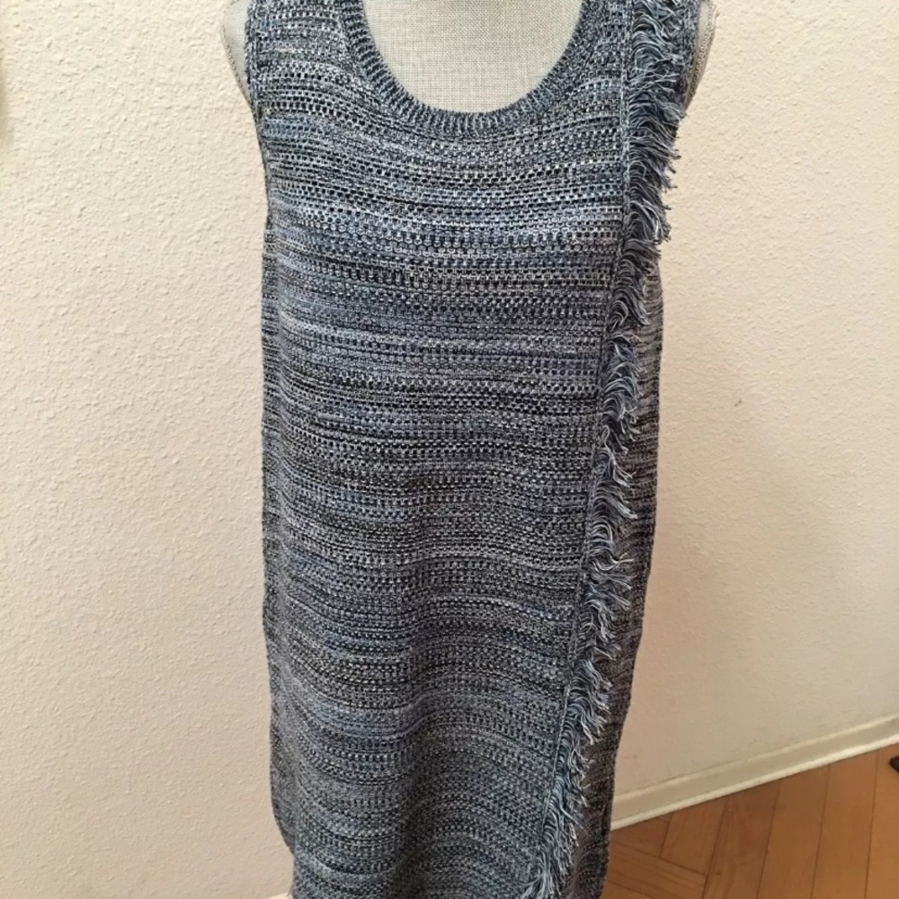 Holding Horses Anthropologie dress XS New sleeveless blue fringe knit GORGEOUS - Picture 5 of 8